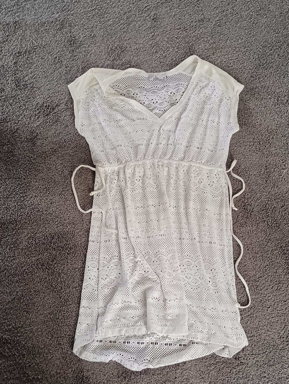 Prana White Lace Crochet Swim Coverup